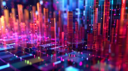 Fototapeta premium Photo of a data monitoring icon with vibrant, colorshifting lighting effects