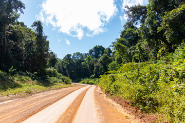 Unpaved section of BR-230 (Trans-Amazonian highway) in the brazilian Amazon region