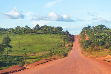Unpaved section of BR-230 (Trans-Amazonian highway) in the brazilian Amazon region