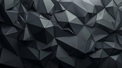A black geometric abstract pattern featuring triangular shapes creating an intriguing 3D effect throughout the visual.  background with copy space