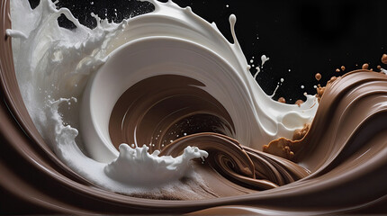 melted milk chocolate and caramel mix on transparent or clean background