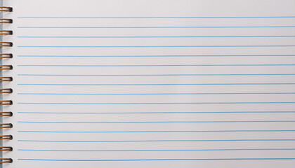 Fototapeta premium Ruled notebook paper, blue color lines