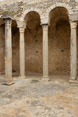 Exterior view to roman termas ruin at Dougga. Tunisia, Africa