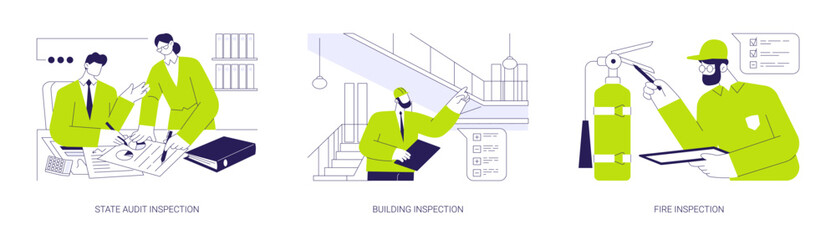 Business inspections abstract concept vector illustrations.