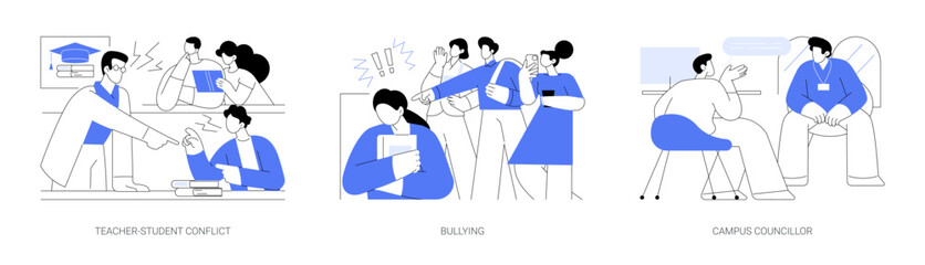 College conflicts isolated cartoon vector illustrations se