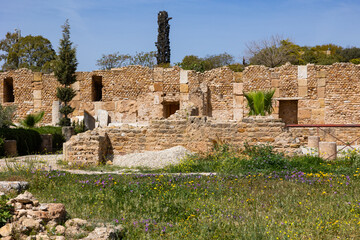 Ancient Roman Empire ruins of Carthage, villas in Tunisa