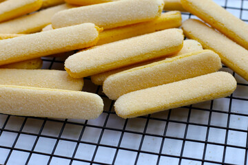 Sponge finger cookies, Italian savoiardi biscuit snack