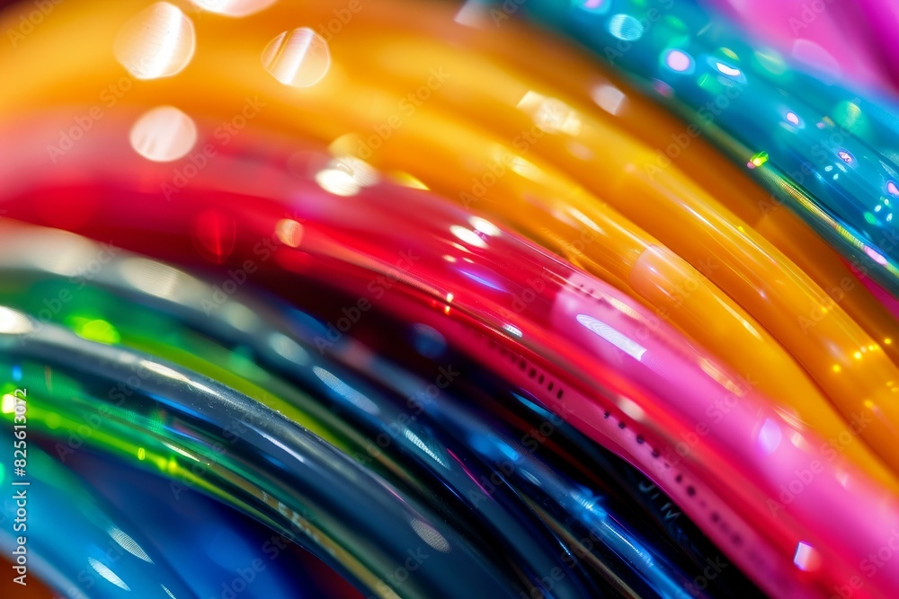 Poster abstract gradient bokeh light background with vibrant rainbow colors, shiny glossy reflections, and 