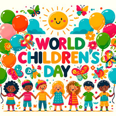 Celebrating World Children's Day Happy World Children's Day, Happy Children's Day greeting card. illustration: playful children's day concept