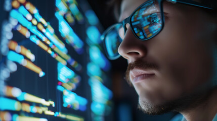 closeup of male programmer working with computer