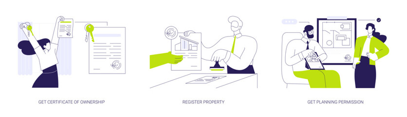 Real estate documents abstract concept vector illustrations.