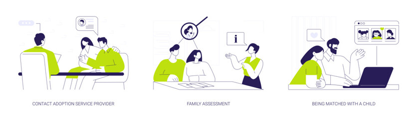 Child adoption abstract concept vector illustrations.