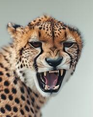 Obraz premium Mystic portrait of Iranian Cheetah, copy space on right side 