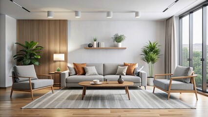 Minimalist living room with sleek and unadorned furniture