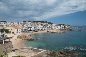 Obraz premium Calella de palafrugell old fishing village on the Costa Brava, Gerona Spain. With several rocky coves and turquoise waters. A very picturesque village