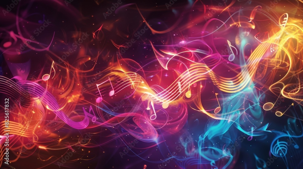 Poster a striking visual representation of sound showcasing the harmonious and rhythmic movements of a popu