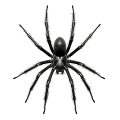 Obraz premium a black spider sitting on a web in a spider web, transparent background png
