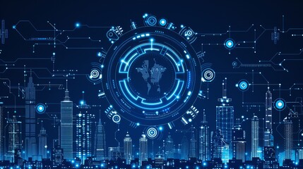 Obraz premium abstract cyber future technology with lens camera in business high tech concept isolated in dark background, board future scifi technology with glowing line isolated in dark background 