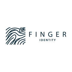 Premium Fingerprint Logo, Human Identity Design Simple Line Model Template Illustration