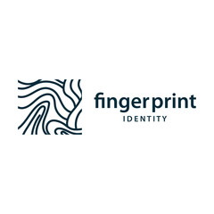 Premium Fingerprint Logo, Human Identity Design Simple Line Model Template Illustration