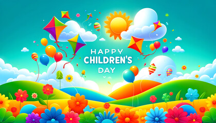 Celebrating World Children's Day Happy World Children's Day, Happy Children's Day greeting card. illustration: playful children's day concept