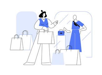 Shopaholic isolated cartoon vector illustrations.