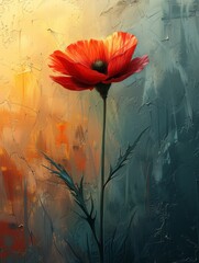 Poppy flowers with beautiful color and simple background. 