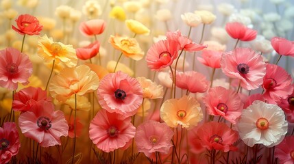 Poppy flowers with beautiful color and simple background. 