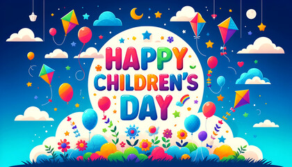 Celebrating World Children's Day Happy World Children's Day, Happy Children's Day greeting card. illustration: playful children's day concept
