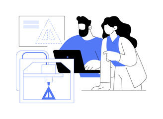 3D object printing isolated cartoon vector illustrations.