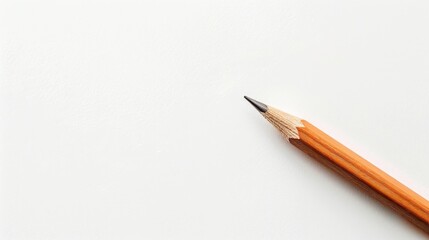 White natural wooden pencil on a white backdrop