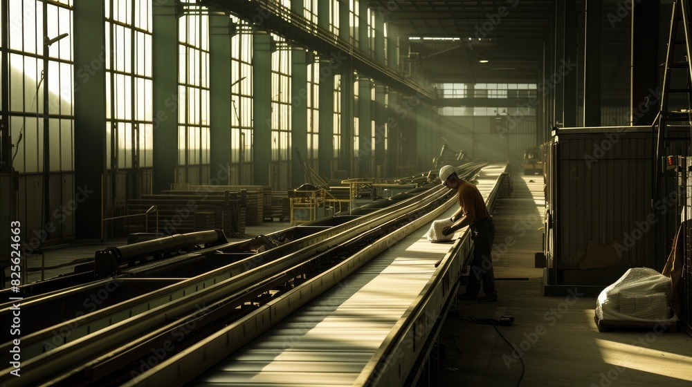Aufkleber skilled industrial worker loading product in production line at factory. professional project manage