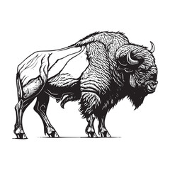 Vector Illustration of a Bison