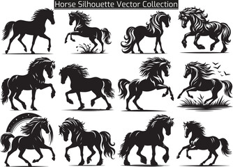 Horse silhouette vector collection