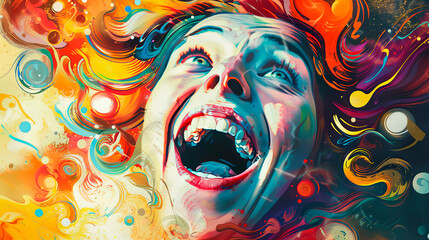 Painting of a woman showing genuine joy 