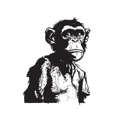 Half-Body Illustration of a Chimpanzee vector