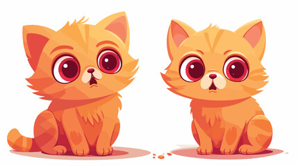 Two cute and funny red cat kitten characters 