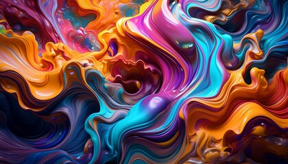 Psychedelic colorful fluid abstract splash paint