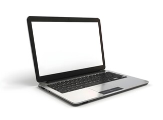 3d rendering of modern laptop with blank screen isolated on white background