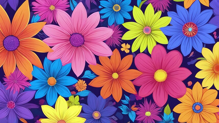 Fototapeta premium Colorful floral pattern illustration background