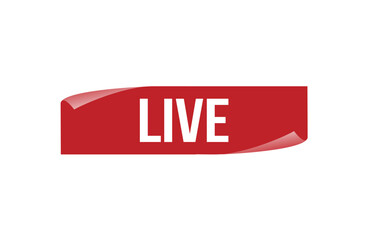 Live red ribbon label banner.