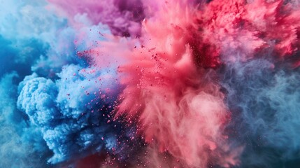 Colored Dust. Powder Explosion Closeup on Abstract Background. Colorful Smoke and Paint Splash
