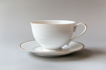 Fototapeta premium Cup And Saucer. White Tea Cup Isolated on Background