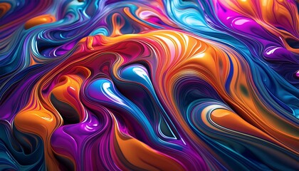 Obraz premium Psychedelic colorful fluid abstract splash paint