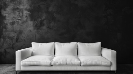 Empty Couch. Modern Design of Living Room with White Sofa in Contemporary Style