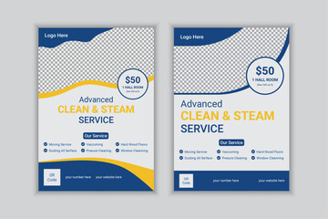 creative modern vector cleaning service flyer, house cleaning flier, home service template, pool, roof cleaning poster, office cleaning brochure commercial service flyer design in illustrator