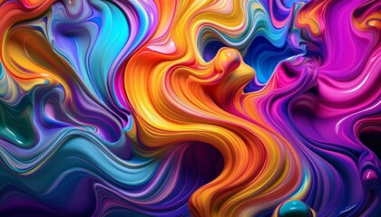 Psychedelic colorful fluid abstract splash paint