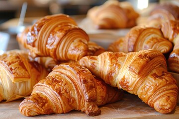 French Pastry. Assorted Delicious Croissants by Skilled Patisserie Chef