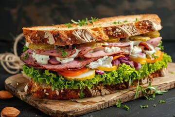Gourmet Sandwich: Big American Classic on Bavarian Background