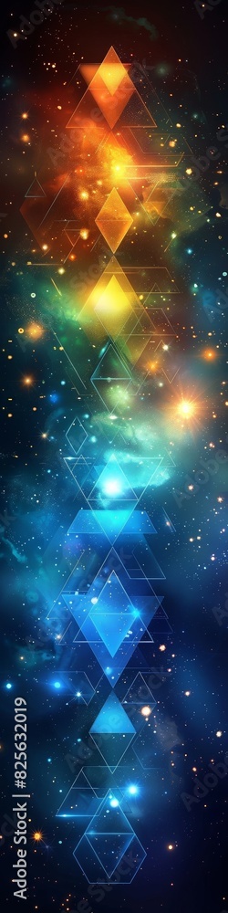 Canvas Prints an abstract geometric backdrop in mainly blue and green with neon colors.